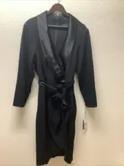 Adrianna Papell Black Tuxedo Faux Wrap Dress Size 20W