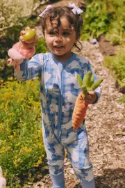[Bonds] Bonds Newbies Zip Cotton Wondersuit in Mini Bunny Burrow Blue Size: 0-3 Months 0-3 Months Mini Bunny Burrow Blue