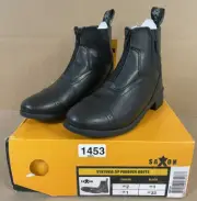 SAXON Syntovia Zip Paddock Boots CHILDS KIDS Ridding Black Sz US 2 / EU 33