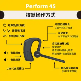 【Jabra】Perform 45 高效協作立體聲單耳藍牙耳機(支援Push-to-Talk)