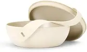 [W&P] Porter Plastic Bowl Lunch Container w/Protective Non-Slip Exterior, Cream 1 Liter | Lid & Snap-Tight Silicone Strap | Food Storage, Bento Box, Meal Prep | BPA-Free Plastic