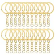 50Pcs Keychain Key Ring with Chain Bulk Split Key Chain，1.1 Inch Key 50Pcs Gold