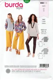 Burda 6233 Casual, Figure-Skimming Tops Shaped Hem, Tunic Sz 8-18 UNCUT Pattern