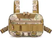 Small Hiking Backpack Men's Large Fishing Tackle Backpack Chest Pack for Men Travel Ready Fishing Backpack with Rod Holder Sand Camouflage