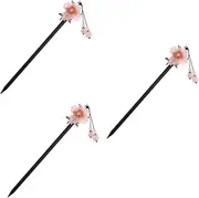Ipetboom 3 Pcs Wooden Hairpin for Han Clothing Vintage Style Hair Chopstick Retro Folk-custom Headwear Clip