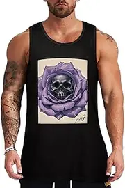 [NQHJT] Men Tank Tops Weird Purple Roses Sleeveless T Shirts for Men's Fitness Quick Dry Gym Tank Top for Men