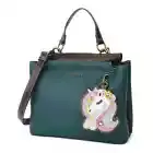 NEW Chala Satchel Crossbody Tote Turquoise Blue Pleather UNICORN Coin Purse