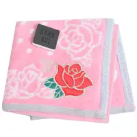 在飛比找Yahoo奇摩購物中心優惠-ANNA SUI 紅玫瑰圖騰字母LOGO刺繡帕領巾(粉紅)
