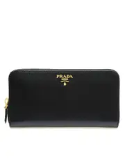 Prada Large Leather Wallet in Black