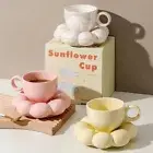Ceramic Cloud Bubble Mug Coffee Cup with Novelty Sunflower Coaster 200ml