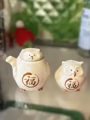 NEW Owl Sauce Pot and Salt/Pepper Shaker Set Of 2 Made In Japan