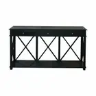 Hamptons Halifax Side Back Cross 3 Drawers Console Hall Table Furniture in Black