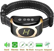 Clearance Bark Stop Collar,Rechargeable Waterproof Shock Collar for Small, Medium, Large Dogs Adjustable H/M/L/0 Sensitivity & Intensity Levels Dog Training Collar with Beep Vibration/Shock Modes