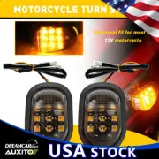 2X Smoke Mount Flush Motorcycle LED Signals Turn Blinker Light Indicator Amber