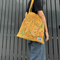 在飛比找樂天市場購物網優惠-購物袋 泰國小眾hamblepie刺繡帆布包大容量復古單肩托