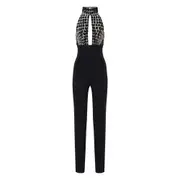 [Elisabetta Franchi] Elisabetta Franchi Embellished Halter-neck Jumpsuit 42 IT BLACK