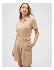 [Seed Heritage] Button Through Polo Top in Beige