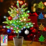 Lighted Mini Christmas Tree Tabletop LED Xmas Tree with Remote Colorful 80LED...