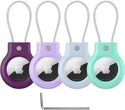 Meliya AirTag Keychain Holder - 4 Pack Airtag Lock Case with Wire Cable for Apple AirTags, Anti-Lost Ultra Durable Protective Case with Keyring for Luggage, Keys, Backpack, Pet, Bag