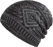 VVABRA Warm Hat Slouchy Knit Beanie Hat for Men Men Winter Warm Ski Cuff Cap Fleece Lined Knitted Cap Winter Hat