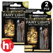 Home Master 2PK Fairy Lights Warm White Copper Battery Operated 20LED String