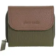 Pierre Cardin Ladies Leather Tri-Fold Tab Wallet in Green/Taupe