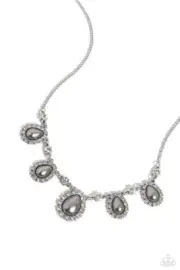 Paparazzi Necklace ~ Teardrop Team - Silver