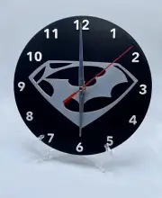 Superman Batman Clock Well Decor Man Cave Kids Room