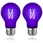 Luxrite A19 UV LED Black Light Bulb 6W Enclosed Fixture Rated E26 2-Pack