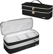 Double-Layer Travel Carrying Case Compatible with Revlon One-Step Hair Dryer Brush/Volumizer Original 1.0,Plus 2.0/Styler,Portable Storage Bag Fits for Revlon,Hot Tools and Attachments,Black(Bag
