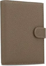 [DOB SECHS] RFID Passport Cover Holder for Travel Women Slim Leather Passport Wallet with Zippered Coin Pocket Small Travel Accessories Organizer Pouch Bag, Elephant Grey-91, Women's Passport Wallet