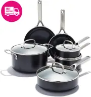 Agility 10-Piece Cookware Set, PFAS-Free Nonstick, Induction, Oven Safe, Black
