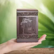 Cremation Urns for Human Ashes Adult Male Female, Wooden Carved Deer Urns Box...