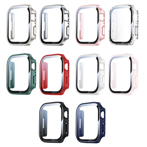 For Apple Watch 40/41/44/45/49mm Hard Case with Tempered Glass Screen Protector