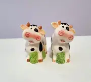 Brand New Whimsical Black and White Cows Salt and Pepper Shakers