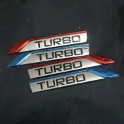 Pair Blue + Pair Red New Chrome TURBO Metal Decal Sticker Badge Emblem Motors 3D (for: Renault)