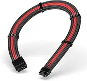 EZDIY-FAB GPU Power Sleeved Cable Extension, 16pin(12+4) 12VHPWR PCIe 5.0 Connector Male to Female for RTX 3090Ti 4080 4090, with Cable Combs-16AWG/Black Red