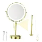 8” Rechargeable LED Magnifying Makeup Mirror with 3 Color Lights and 10X