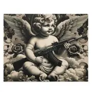 Puzzle 500-Piece Cherub Gothic Art AK47 Illustration Vintage Style