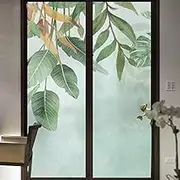 Window Film Privacy Palm Leaf Window Covering Static Cling Window Stckers Frosted Window Clings UV Blocking Heat Control Window Treatment for Home/Office 19.68"x70.86"(50x180cm)