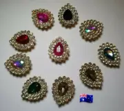 10pcs 7 x 10mm Crystal Rhinestones Water Drop Flat Back Mixed Colours #44