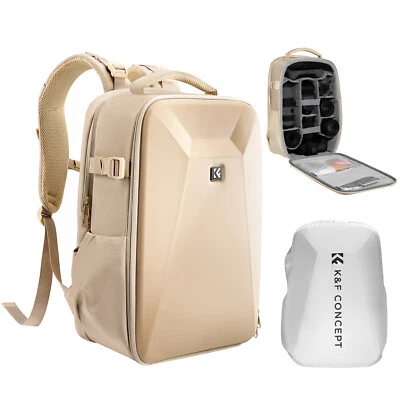 K&F Concept Camera Backpack Hardshell DSLR Photography Camera Bag Case Khaki 22L