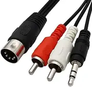 Oxtxuzdm 5Pin DIN-Male Cable 5Pin to DC3.5mm/2RCA Male Cable for High Fidelitys Sound Transmission in Homes Theater Systems