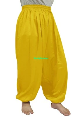 Yellow Cotton Harem Yoga Pants Belly Dance Trousers Aladdin Students Pantalons