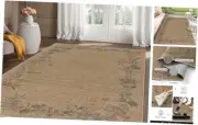 Floral Easy Jute Indoor Outdoor Area Rugs 5x7 Neutral Dining Room Farmhouse