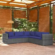 Patio Furniture Sets 5 Piece Garden Lounge Set with Cushions Poly Rattan Grey