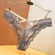 [FARZAH] Women Panties Female Underwear 3PCS/Set Sexy Lace Thong Women Lace Low Waist Panties Sexy Transparent Underwear Ladies Briefs Lingere Panty Underware Womens Lingerie(Gray 1pc,XL)