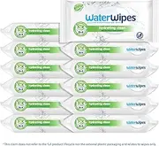 WaterWipes 720 Pack, Hydrating Clean, 99% Water Based with Aloe Vera, Clean, Hydrate & Protect Skin, Unscented & Hypoallergenic (12 packs x 60 wipes)