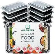 Jugglebox 10-Pack Bento Meal Prep Containers - Single Compartment, 800ml, Leak-Proof, BPA-Free, Versatile & Stackable