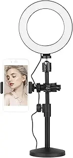 16cm Bi-Color Dimmable Tab p Ring Light Kit with Ball Head Round Disk Support Phone Holder for Phone Live Streaming Selfie Video Recording Make-up Lig ng Multicolor560 Without Remote Control